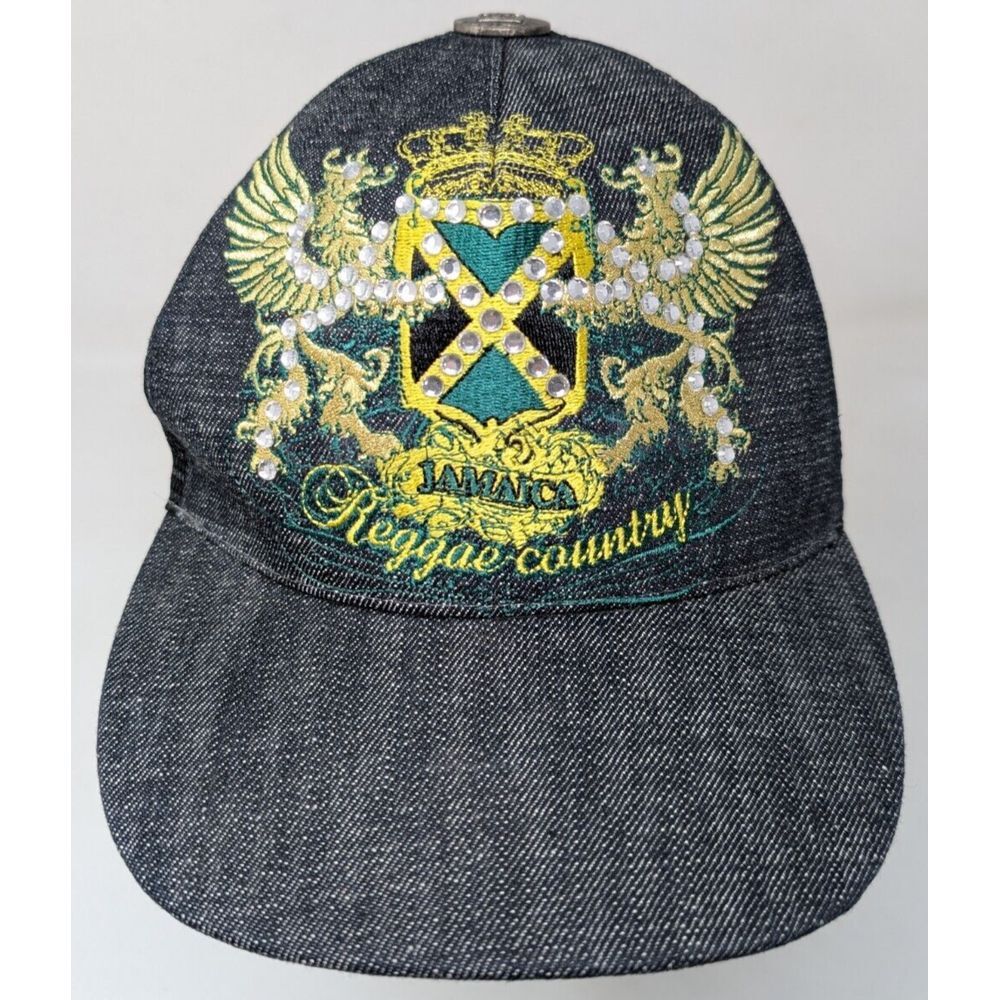 Vintage Kanji Trucker Mesh Hat‎ Jamaica Reggae Country Rhinestone Y2K Japan Rap